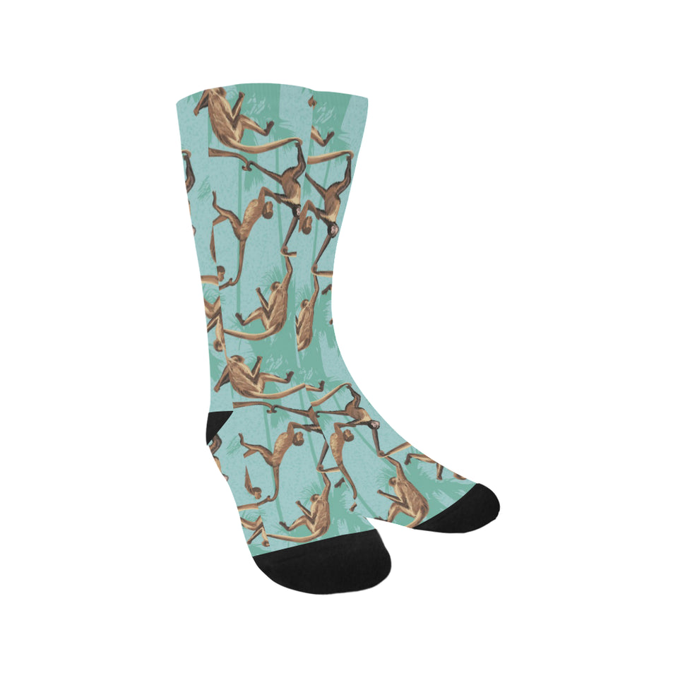 Monkey Palm tree background Crew Socks