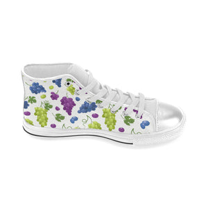 Grape pattern Women's High Top Canvas Shoes White