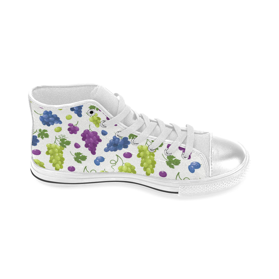 Grape pattern Women's High Top Canvas Shoes White