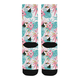 Toucan tropical flower leave pattern Crew Socks
