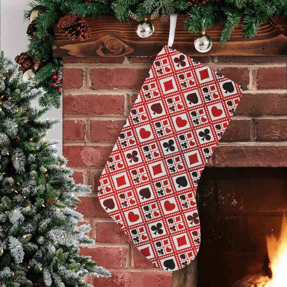 Casino Cards Suits Pattern Print Design 03 Christmas Stocking