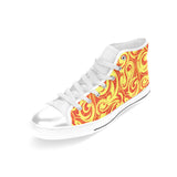 Fire flame design pattern Women's High Top Canvas Shoes White