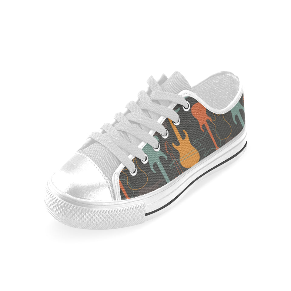 electric guitars pattern Men's Low Top Shoes White