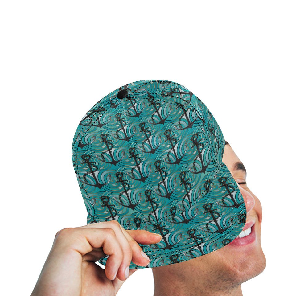 Anchor nautical green background All Over Print Snapback Cap