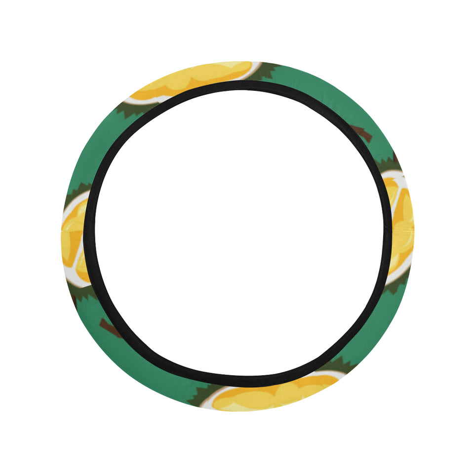 Durian pattern green background Car Steering Wheel Cover
