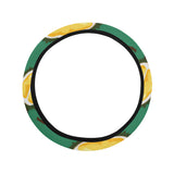Durian pattern green background Car Steering Wheel Cover