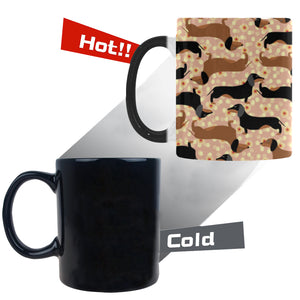 Dachshund floral background Morphing Mug Heat Changing Mug