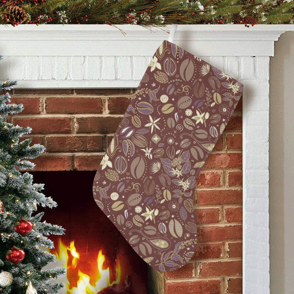 Coffee bean flower pattern Christmas Stocking