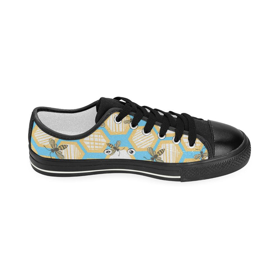 Bee honeycomb pattern Kids' Boys' Girls' Low Top Canvas Shoes Black
