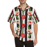 red and white tulips pattern Men's All Over Print Hawaiian Shirt