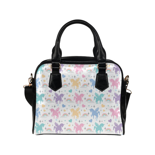 colorful unicorn rainbow heart pattern Shoulder Handbag