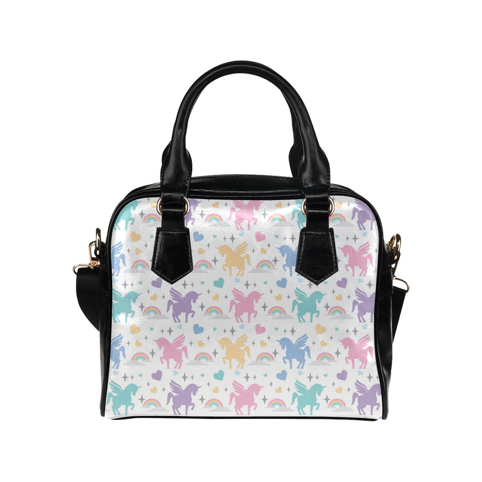 colorful unicorn rainbow heart pattern Shoulder Handbag