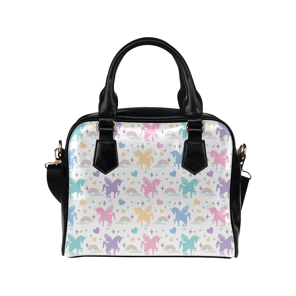 colorful unicorn rainbow heart pattern Shoulder Handbag