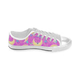 Moon pink rose background Men's Low Top Canvas Shoes White