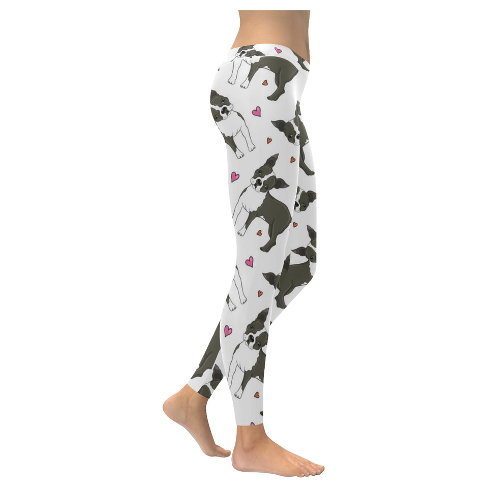 Boston terrier dog hearts vector pattern Women's Legging Fulfilled In US