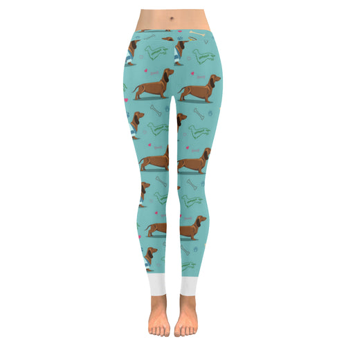 Dachshund decorative background Women's Legging Fulfilled In US