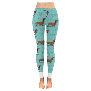 Dachshund decorative background Women's Legging Fulfilled In US