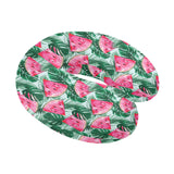 Watermelons tropical palm leaves pattern U-Shaped Travel Neck Pillow