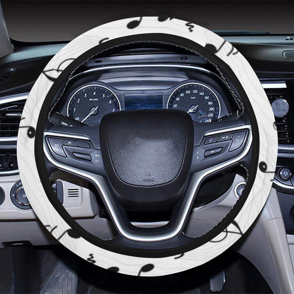 Music Notes Pattern Print Design 04 Car Steering Wheel Cover