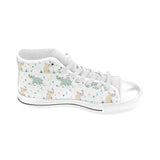 Cute Rhino pattern Men's High Top Canvas Shoes White