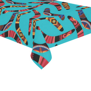 Boomerang Australian aboriginal ornament blue back Tablecloth