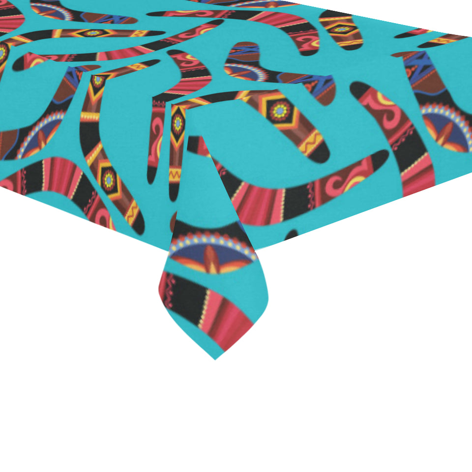 Boomerang Australian aboriginal ornament blue back Tablecloth