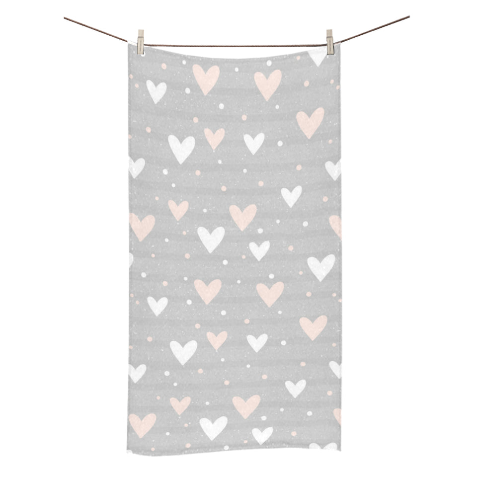 Heart pattern gray background Bath Towel