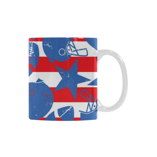 American football ball star stripes pattern Classical White Mug (Fulfilled In US)