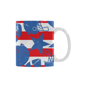 American football ball star stripes pattern Classical White Mug (Fulfilled In US)