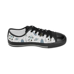 Hand drawn space elements space rocket star planet Kids' Boys' Girls' Low Top Canvas Shoes Black