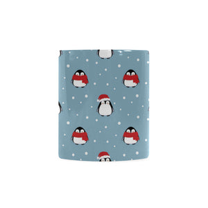 Cute penguin christmas snow pattern Classical White Mug (Fulfilled In US)