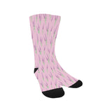 Lavender pattern pink background Crew Socks
