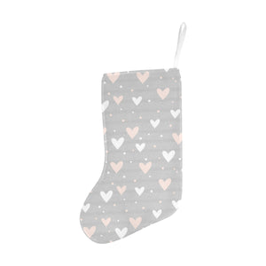 Heart pattern gray background Christmas Stocking