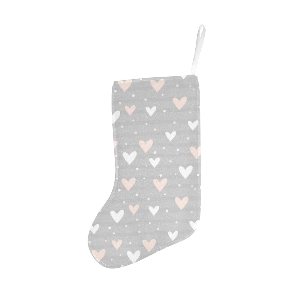Heart pattern gray background Christmas Stocking