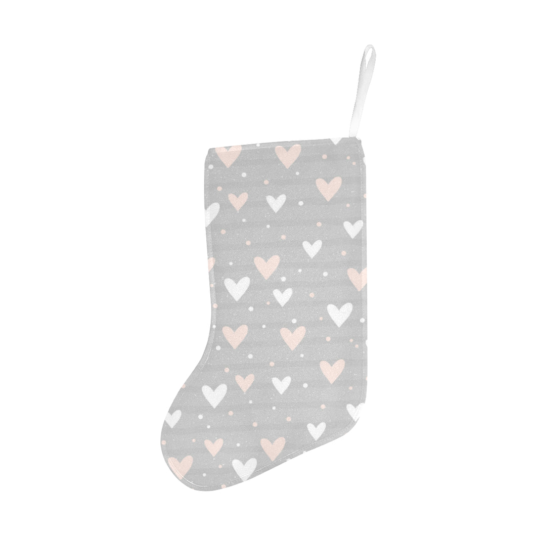 Heart pattern gray background Christmas Stocking