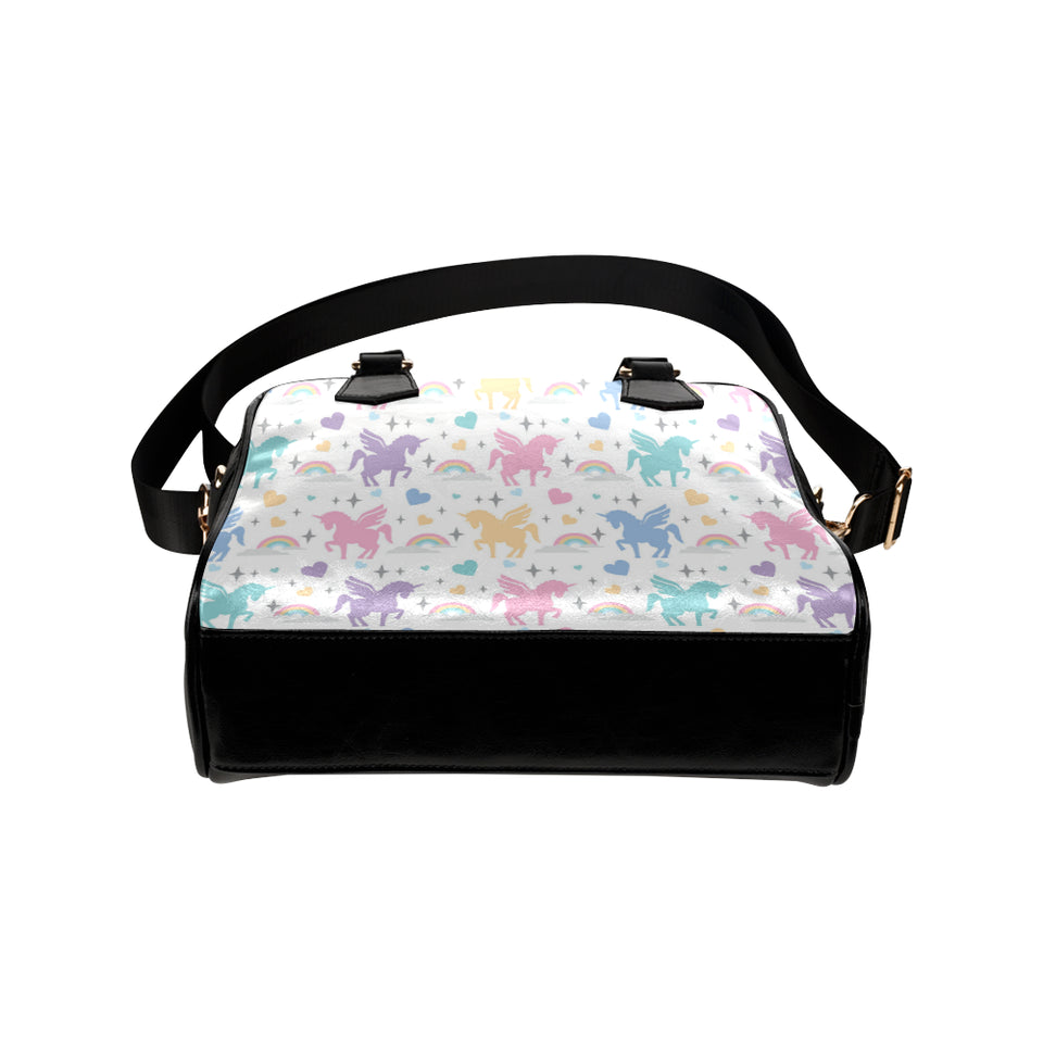colorful unicorn rainbow heart pattern Shoulder Handbag