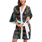 Dragons flower pattern Women's Short Kimono Robe