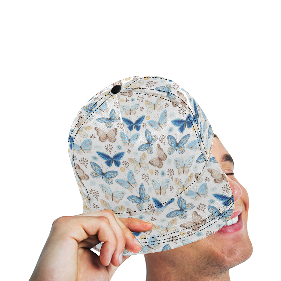 blue butterfly pattern All Over Print Snapback Cap