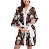 Red snake skull pattern Women's Short Kimono Robe