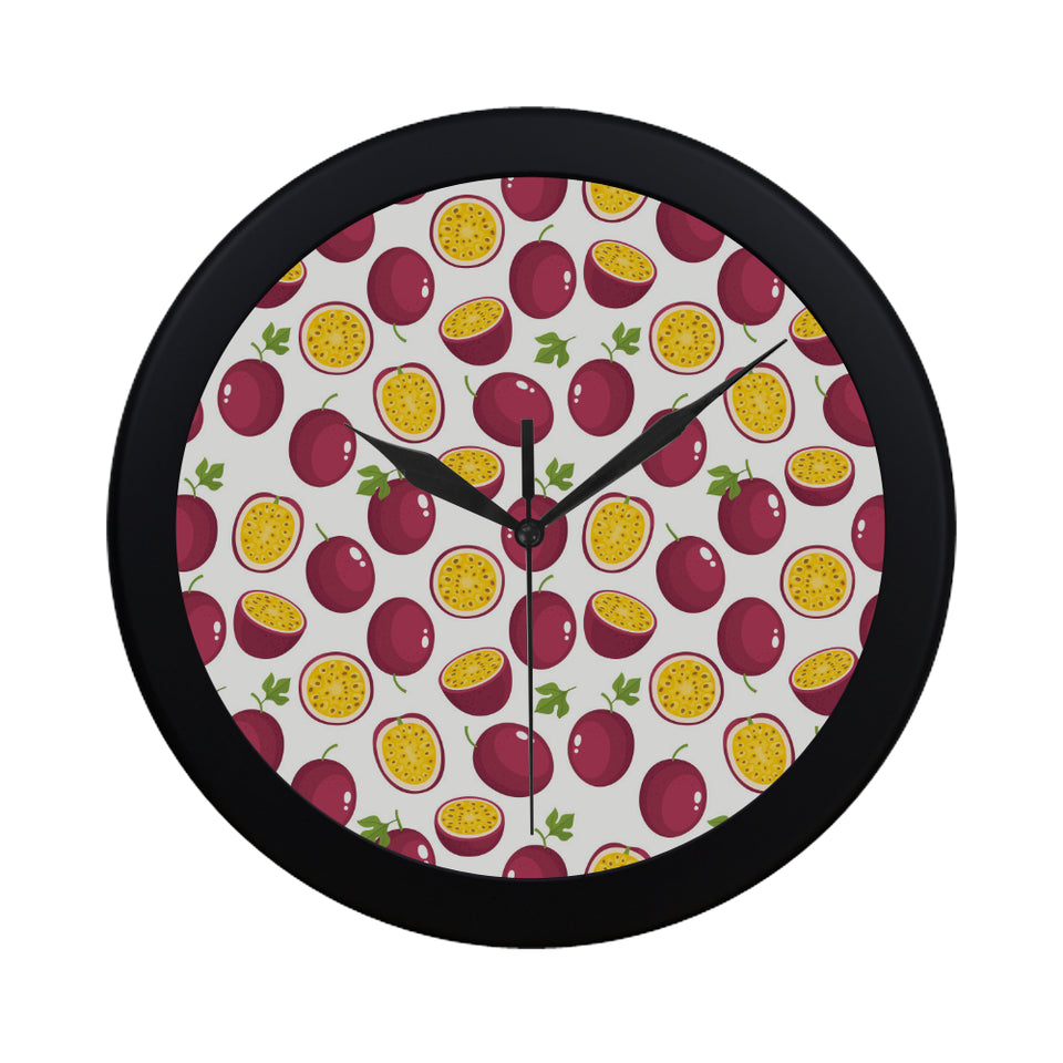Passion fruit design pattern Elegant Black Wall Clock