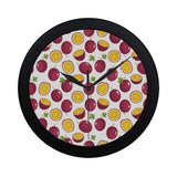 Passion fruit design pattern Elegant Black Wall Clock