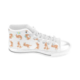 Cute Kangaroo pattern Men's High Top Canvas Shoes White