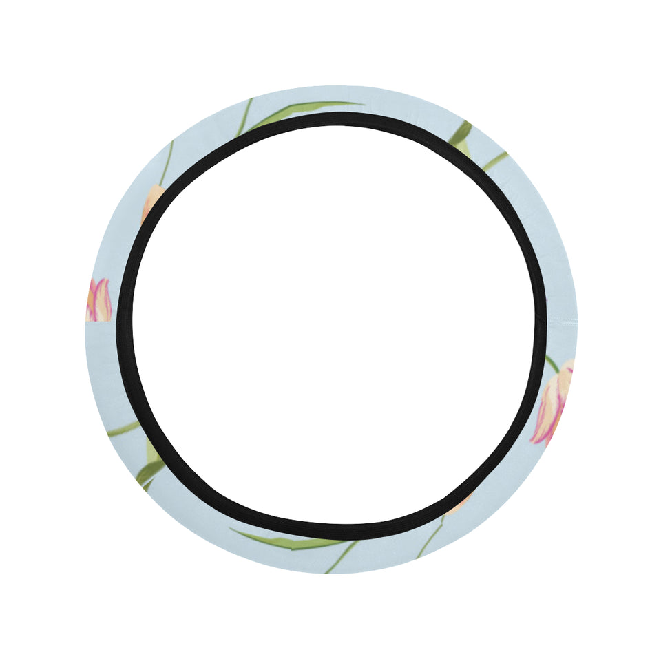 Watercolor Tulips pattern Car Steering Wheel Cover