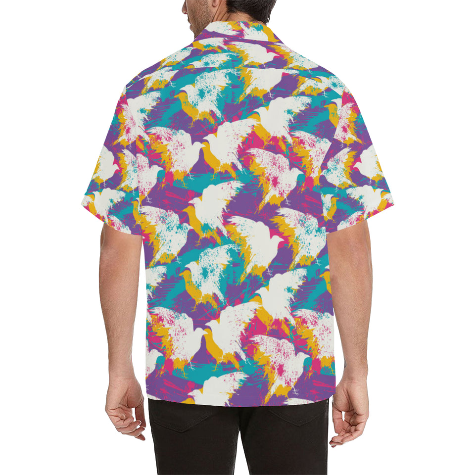 Colorful crow illustration pattern Men's All Over Print Hawaiian Shirt