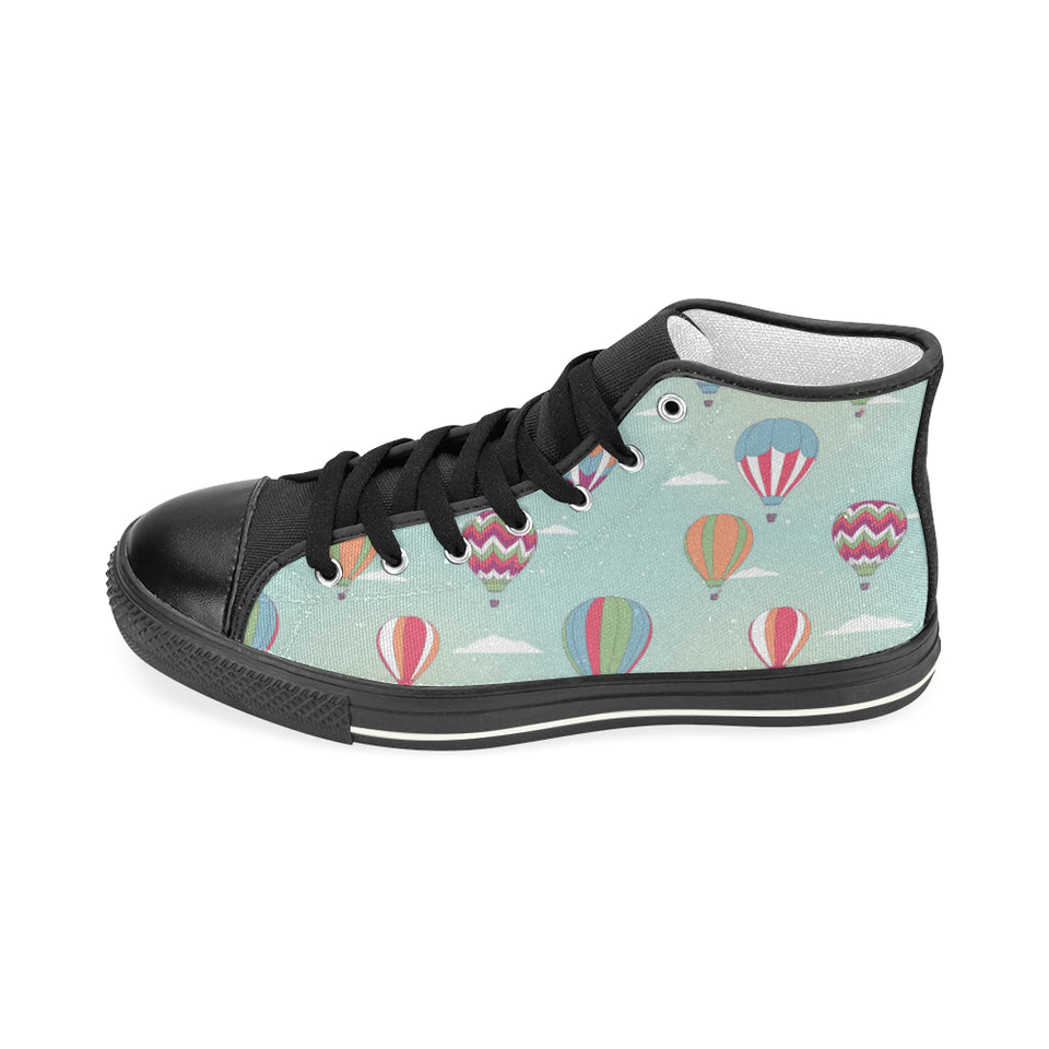 Hot Air Balloon design Pattern Women's High Top Canvas Shoes Black