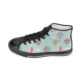 Hot Air Balloon design Pattern Women's High Top Canvas Shoes Black