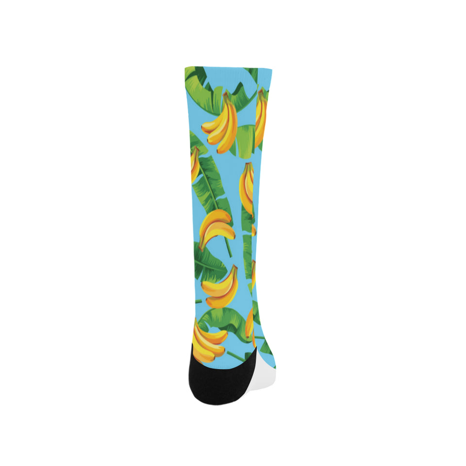 banana leaves banana design pattern Crew Socks