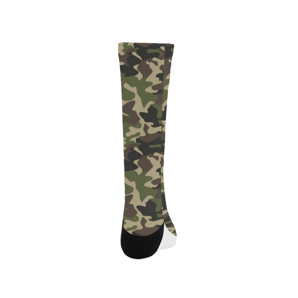 Dark Green camouflage pattern Crew Socks