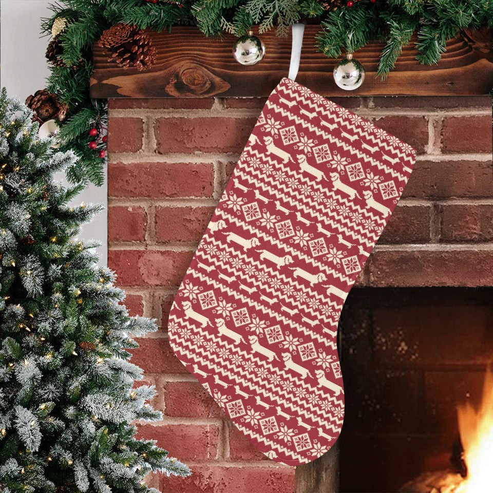 Dachshund Nordic pattern Christmas Stocking