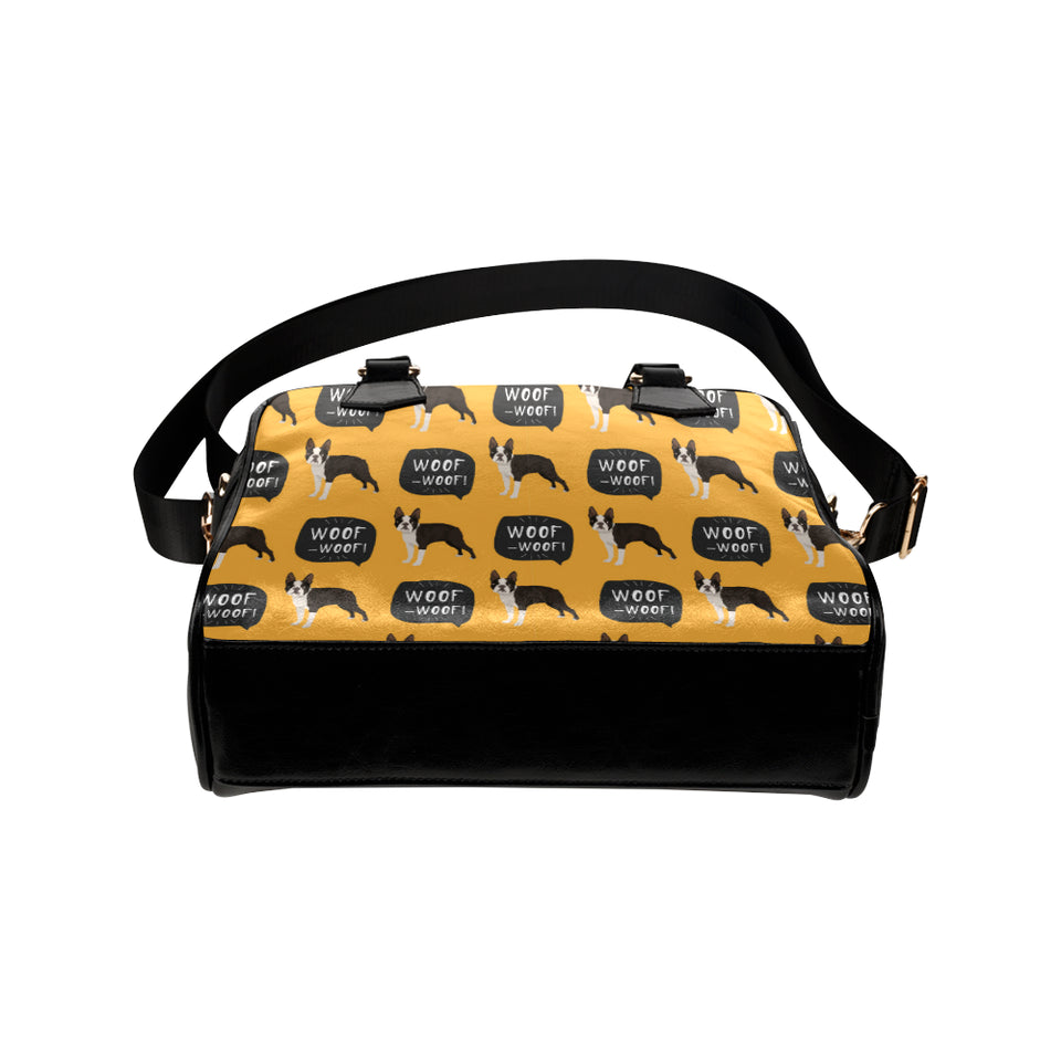 Boston terrier design pattern Shoulder Handbag